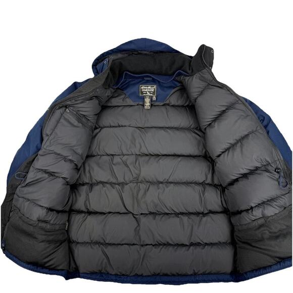 Vintage Eddie Bauer Navy Jacket Men’s XL Goose Down Coat Hooded Puffer Parka - Picture 4 of 16